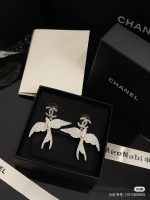 Chanel  Crystal Paved Swallow Drop Earrings - Image 2