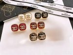 Chanel Multi-color enamel resin with Paved CZ CC logo gold-tone frame elegant stud earrings