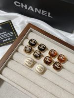 Chanel Multi-color enamel resin with Paved CZ CC logo gold-tone frame elegant stud earrings - Image 2