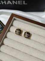 Chanel Multi-color enamel resin with Paved CZ CC logo gold-tone frame elegant stud earrings - Image 6