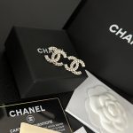 Chanel Pave Rhinestone Twisted Rope CC Logo Stud Earrings Silver Tone