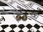 Chanel Black Button Stud Earrings with Gold Tone CC Logo - Image 3