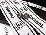 Chanel Black Button Stud Earrings with Gold Tone CC Logo - Image 5