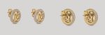 LV Iconic Stud Earrings, Full Pave Rhinestone Circle ,Gold Tone LV Letter Classic Logo - Image 3