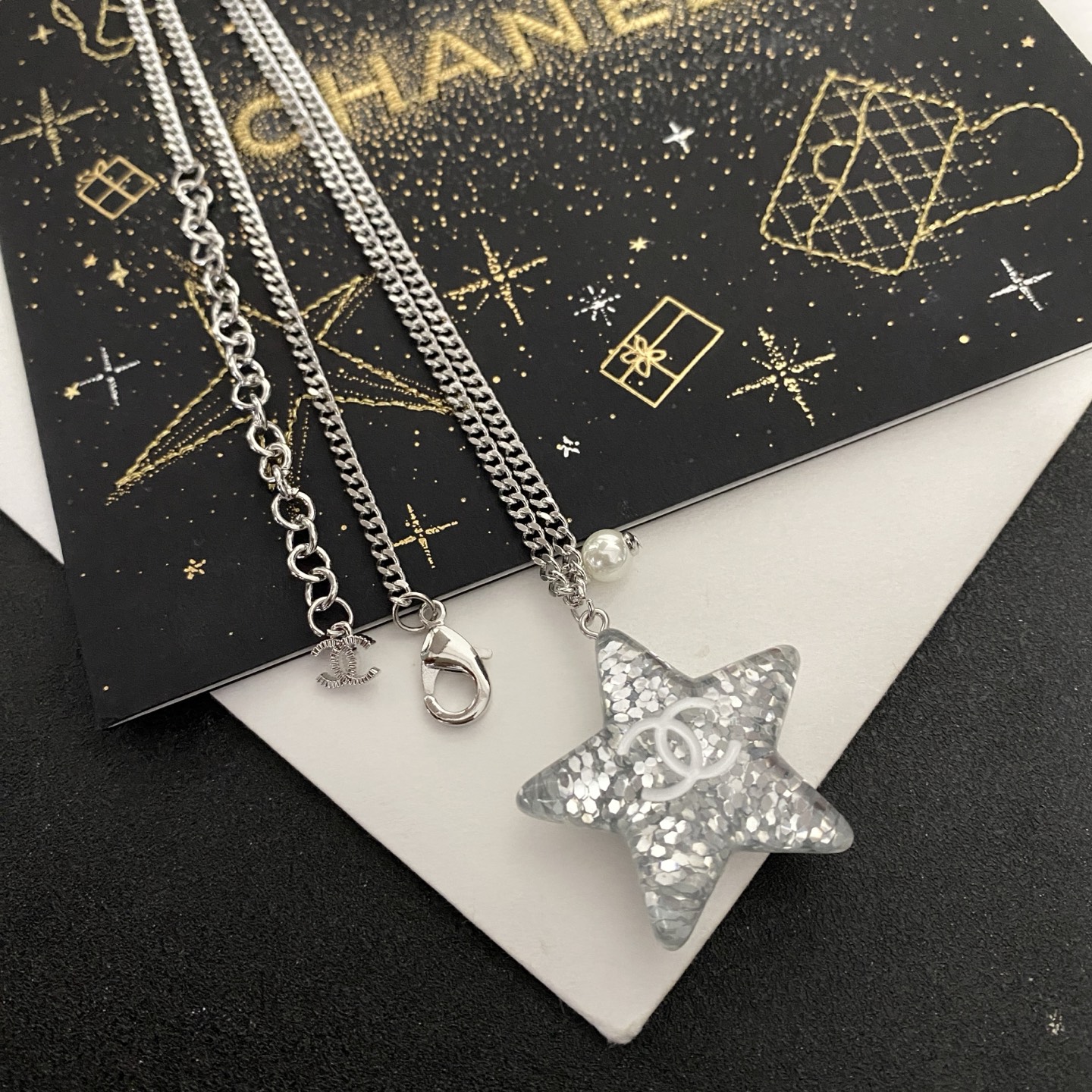 wsxc1789748618387_0 Chanel Silver Glitter Star Pendant Necklace - Image 1