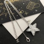 Chanel Silver Glitter Star Pendant Necklace - Image 2
