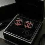 Chanel LV Colorful Glitter Resin Color-block Button Stud Earrings,2.5cm - Image 2