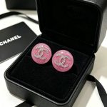 Chanel LV Colorful Glitter Resin Color-block Button Stud Earrings,2.5cm - Image 4