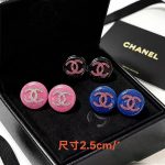 Chanel LV Colorful Glitter Resin Color-block Button Stud Earrings,2.5cm - Image 3