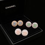 Chanel Color-block Embossed Resin CC Logo Stud Earrings