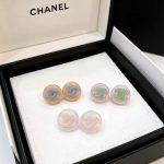 Chanel Color-block Embossed Resin CC Logo Stud Earrings - Image 3