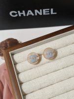 Chanel Color-block Embossed Resin CC Logo Stud Earrings - Image 4