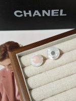 Chanel Color-block Embossed Resin CC Logo Stud Earrings - Image 7