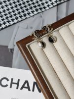 Chanel Black & White Contrast Spherical Faux Pearl Drop Earrings