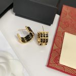 Chanel Gold Tone Woven Leather Hoop Earrings - Image 4