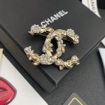 Chanel CC Logo Brooch with Faux Pearls and Zirconia, Real Gold Plated