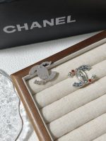 Chanel CC Logo Stud Earrings, Accented with Red & Blue Zirconia - Image 4