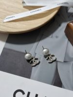 Chanel Faux Pearl and Crystal CC Logo Drop Earrings - Image 2