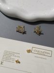LV Asymmetric Stud Earrings, Monogram Flower & LV Logo with Crystals
