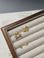 LV Asymmetric Stud Earrings, Monogram Flower & LV Logo with Crystals - Image 2