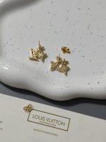 LV Asymmetric Stud Earrings, Monogram Flower & LV Logo with Crystals - Image 6