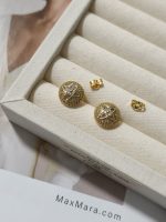 LV Hemispherical Stud Earrings with Monogram Flower & Pave Crystals
