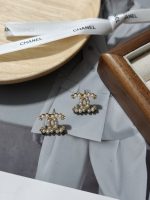 Chanel CC Logo Stud Earrings, Accented with Faux Pearls and Zirconia - Image 3