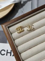 Chanel CC Logo Stud Earrings, Accented with Faux Pearls and Zirconia - Image 4