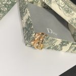 Dior Bow Knot Open Ring with Crystal Accents,Gold Tone/Silver Tone - Image 2