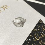 Dior Bow Knot Open Ring with Crystal Accents,Gold Tone/Silver Tone - Image 6