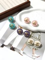 Chanel CC Logo Hemispherical Candy Color Resin Stud Earrings