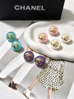 Chanel CC Logo Hemispherical Candy Color Resin Stud Earrings - Image 2