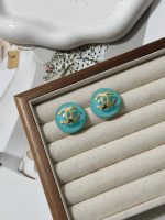 Chanel CC Logo Hemispherical Candy Color Resin Stud Earrings - Image 4
