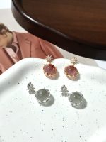 APM Monaco Pave Zircon Eight-Pointed Star Dangle Earrings,  with Prong-Set Icy Round Bead Drop