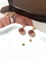 APM Monaco Pave Zircon Eight-Pointed Star Dangle Earrings,  with Prong-Set Icy Round Bead Drop - Image 2