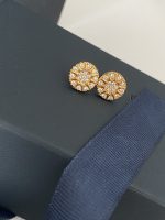 APM Sunburst Starlight Disc Stud Earrings, Embellished with 16 Zirconia, Real Gold Plated - Image 2