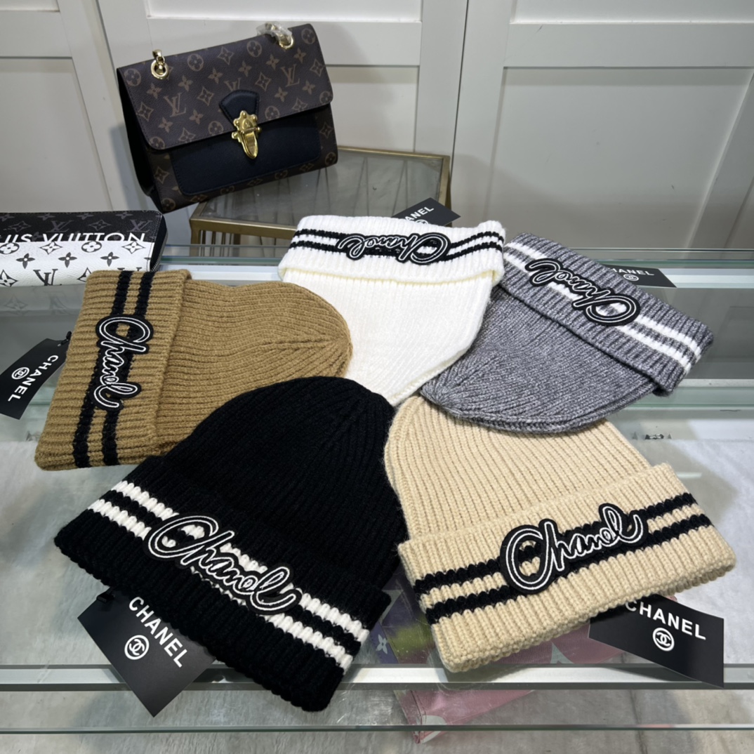 wsxc1789989074381_8 Chanel Colorblock Embroidered Logo Knit Beanie - Image 1