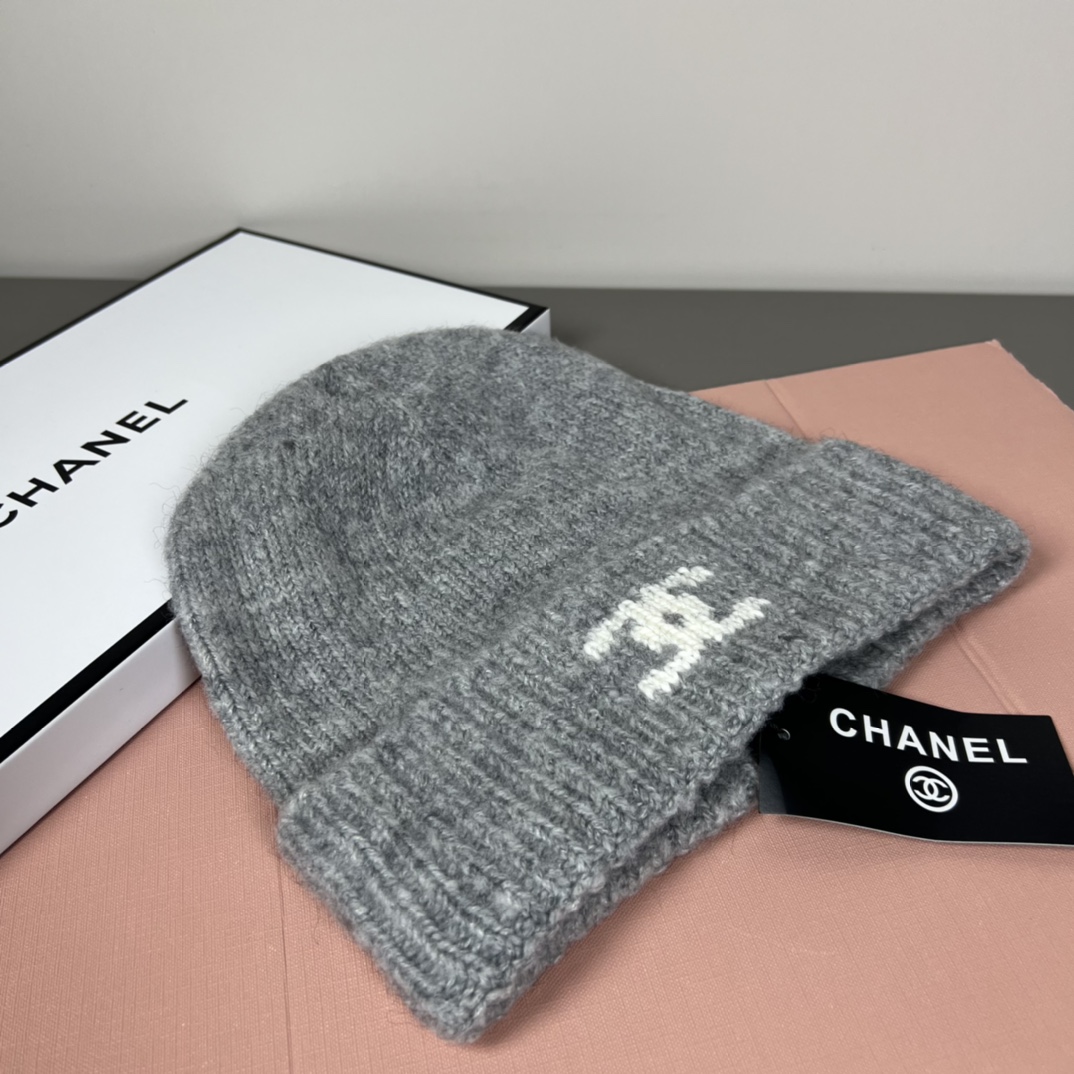 wsxc1789999517158_2 Chanel Pixelated CC Logo Ribbed Knit Beanie - Image 1