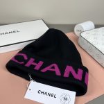 Chanel Black Knit Beanie with Bold Colorblock Letter Jacquard – Unisex - Image 17