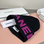Chanel Black Knit Beanie with Bold Colorblock Letter Jacquard – Unisex - Image 19