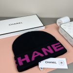 Chanel Black Knit Beanie with Bold Colorblock Letter Jacquard – Unisex - Image 20