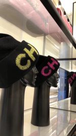 Chanel Black Knit Beanie with Bold Colorblock Letter Jacquard – Unisex - Image 3