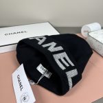 Chanel Black Knit Beanie with Bold Colorblock Letter Jacquard – Unisex - Image 6