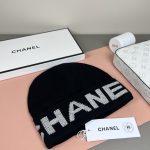 Chanel Black Knit Beanie with Bold Colorblock Letter Jacquard – Unisex - Image 7