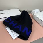 Chanel Black Knit Beanie with Bold Colorblock Letter Jacquard – Unisex - Image 9