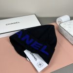 Chanel Black Knit Beanie with Bold Colorblock Letter Jacquard – Unisex - Image 10