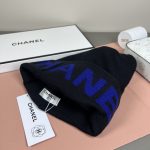 Chanel Black Knit Beanie with Bold Colorblock Letter Jacquard – Unisex - Image 12
