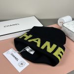 Chanel Black Knit Beanie with Bold Colorblock Letter Jacquard – Unisex - Image 15