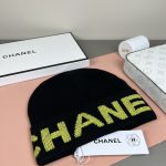 Chanel Black Knit Beanie with Bold Colorblock Letter Jacquard – Unisex - Image 16