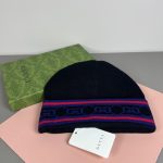 Gucci Wool-Cashmere Blend Double-Layer Knit Beanie with GG Jacquard & Web Stripe Detail - Image 6
